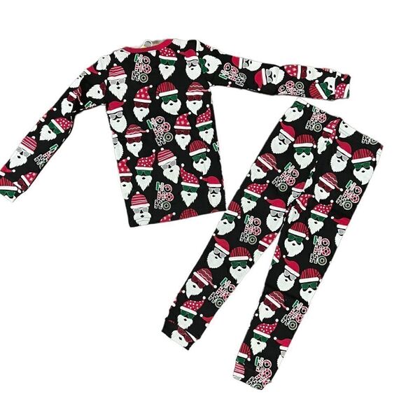 Childrens Place Kids Glow Ho Ho Ho Snug Fit Cotton Pajamas - Black - Picture 3 of 4